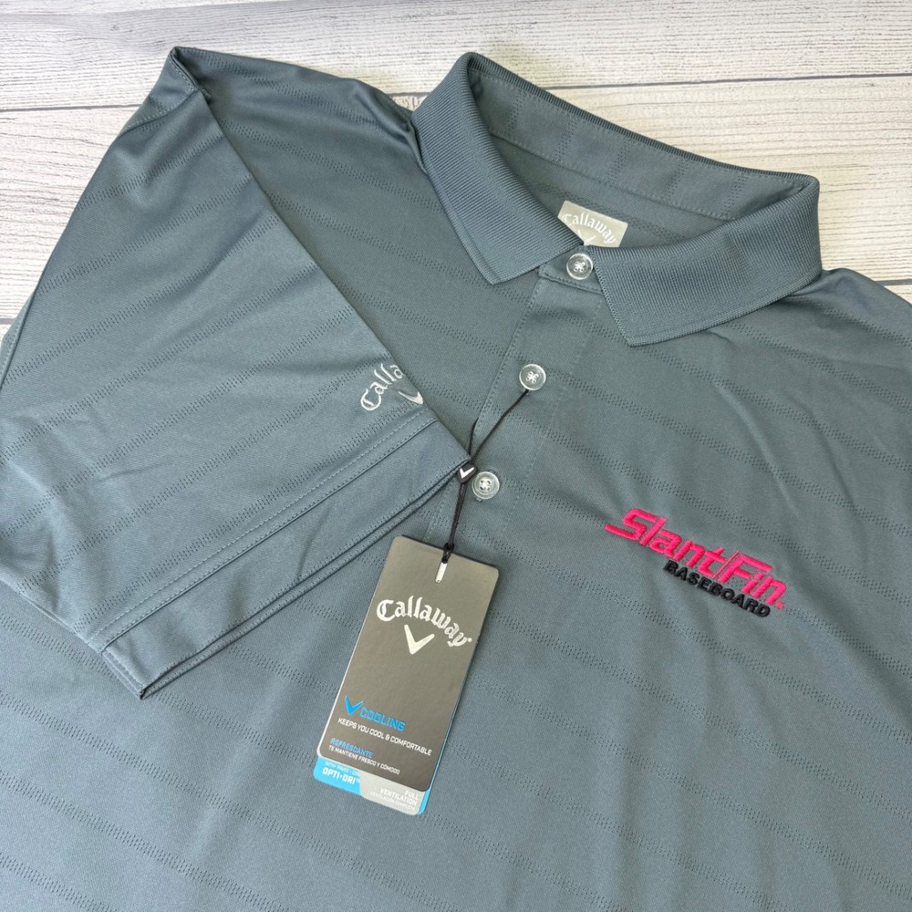 Callaway Vent Short Sleeve Open Mesh Polo Shirt Men's Large Grey Cool New *Logo*